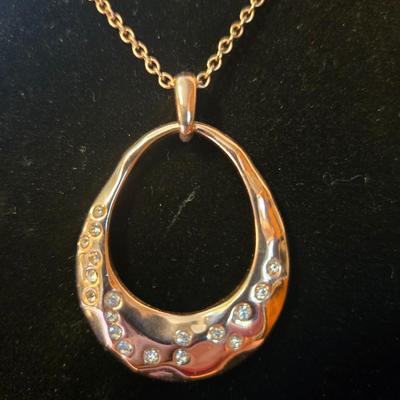 Sale Photo Thumbnail #27: Copper color Pendant Necklace with rhinestone accents