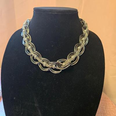 Sale Photo Thumbnail #42: Very heavy silver links & chain necklace