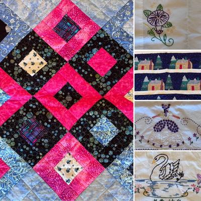 Collection of Handmade Quilts and Embroidered Pillowcases (PB-DZ)