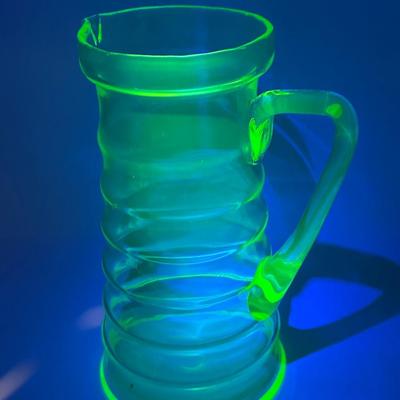 Hand-Blown URANIUM Glass Pitcher
