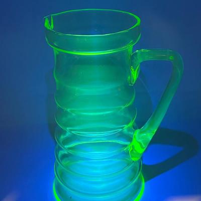 Hand-Blown URANIUM Glass Pitcher