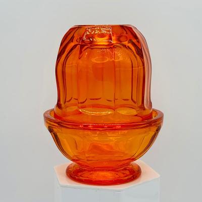 LOT 1: Vintage Orange Viking Glass Style Fairy Lamp