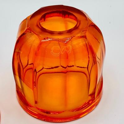 LOT 1: Vintage Orange Viking Glass Style Fairy Lamp