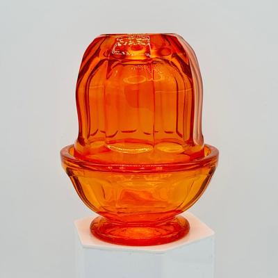 LOT 1: Vintage Orange Viking Glass Style Fairy Lamp