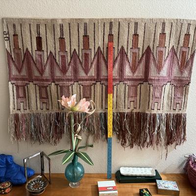 Vintage Hanging silk and wool rugs and tapestry