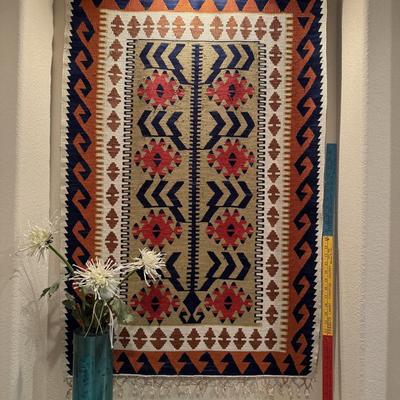 Vintage Hanging silk and wool rugs and tapestry