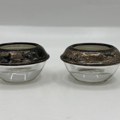 Vintage Sterling Crystal Open Salt Cellar Dish