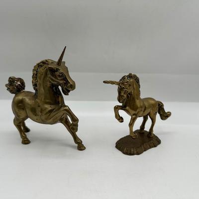 Pair of Vintage Brass Unicorn Figurines