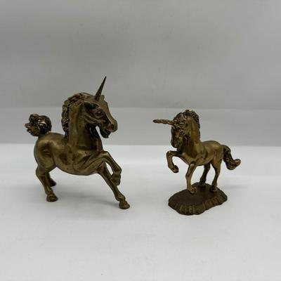 Pair of Vintage Brass Unicorn Figurines