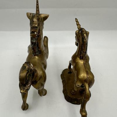 Pair of Vintage Brass Unicorn Figurines