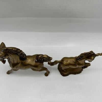 Pair of Vintage Brass Unicorn Figurines