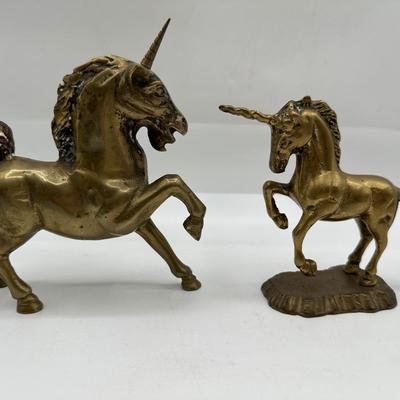 Pair of Vintage Brass Unicorn Figurines