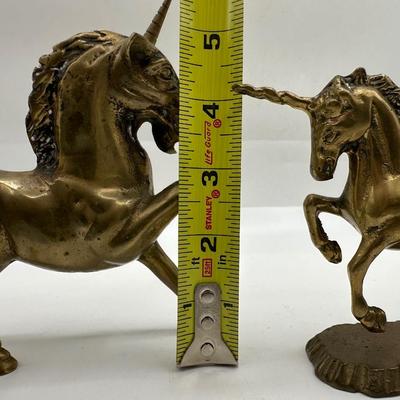 Pair of Vintage Brass Unicorn Figurines