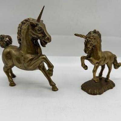 Pair of Vintage Brass Unicorn Figurines