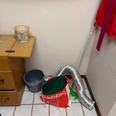 Laundry Room Supplies, including Singer Sewing Machine