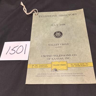 1958 Valley Falls Phone Book