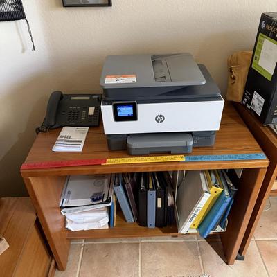 Office desks and file cabinets