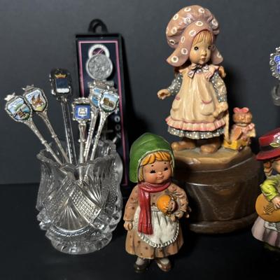 LOT 409: Collectible Souvenir Spoons, Anri Music Box, Figurines'