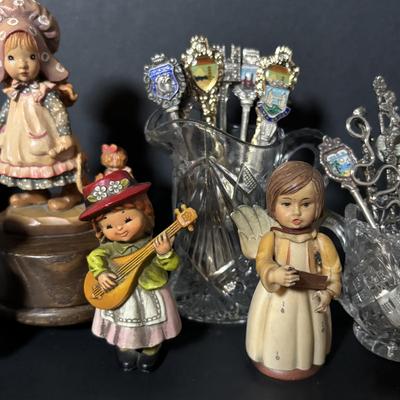 LOT 409: Collectible Souvenir Spoons, Anri Music Box, Figurines'