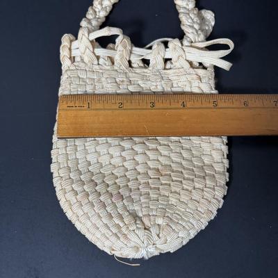 LOT 410: Vintage Crocheted Purses & Floral Lacquer Mirror