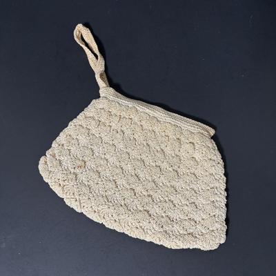 LOT 410: Vintage Crocheted Purses & Floral Lacquer Mirror