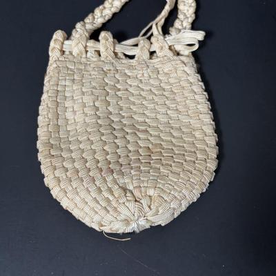 LOT 410: Vintage Crocheted Purses & Floral Lacquer Mirror