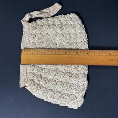 LOT 410: Vintage Crocheted Purses & Floral Lacquer Mirror