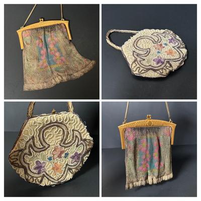 LOT 413: Art Deco Whiting & Davis Mesh Handbag & Beaded Handbag