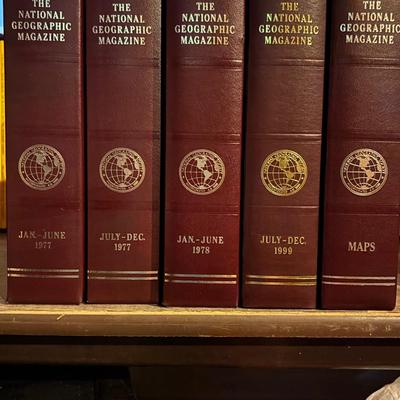 LOT 280/426: National Geographic Magazine Faux Leather Slip Cases & 3-Hardback Books