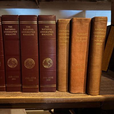 LOT 280/426: National Geographic Magazine Faux Leather Slip Cases & 3-Hardback Books