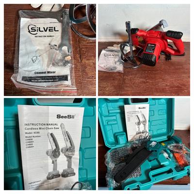 LOT 278-428: Silvel Cement Mixer & SeeSii Cordless Mini Chainsaw