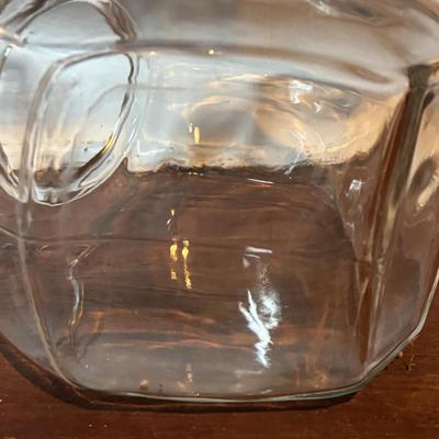 LOT 277-429: Set of Large Clear Glass Tilted Candy/Cookie Jar with Metal Lids & Red Knobs, Southern Living, Betty Crocker Cookbooks...