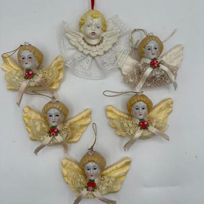 Vintage Lace and Porcelain Angel Ornaments