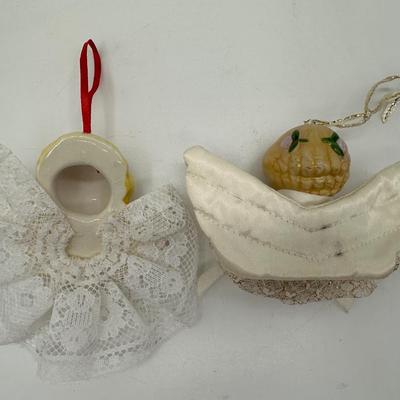 Vintage Lace and Porcelain Angel Ornaments