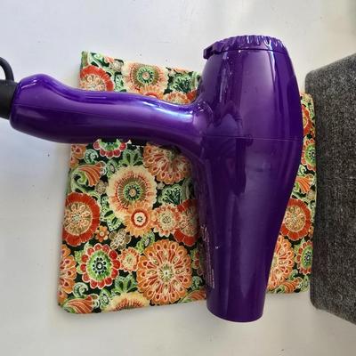 Digital bath scale, Hair dryer and assortment of small organizing baskets
