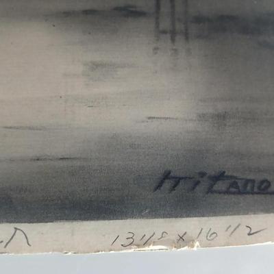Vintage Japanese Ink Wash Painting on Rice Paper – Signed “Kitano”
