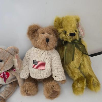 Lot of 6 Collectible Plush – TY Beanies, TY Mohair like-Style, and Patriotic Bear