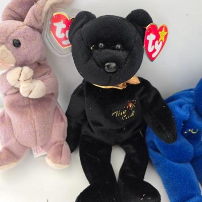 Lot of 6 Collectible Plush – TY Beanies, TY Mohair like-Style, and Patriotic Bear