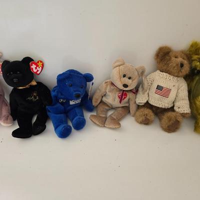 Lot of 6 Collectible Plush – TY Beanies, TY Mohair like-Style, and Patriotic Bear