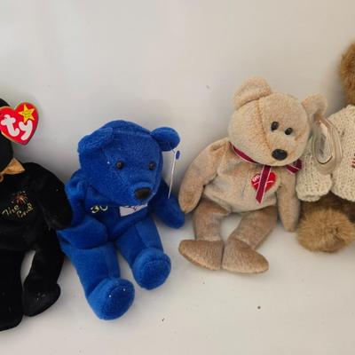 Lot of 6 Collectible Plush – TY Beanies, TY Mohair like-Style, and Patriotic Bear