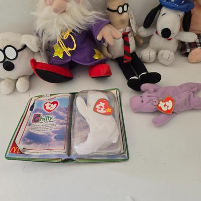 Lot of 10 Character Plush Toys – TY, Snoopy, Furby, Dilbert & More!