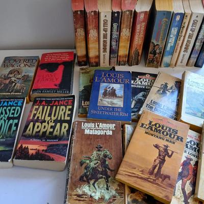 Lot of 25+ Western & Suspense Paperbacks – Louis L’Amour, J.A. Jance, and More