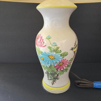 Vintage Floral Ceramic Lamp & Pressed Glass Vase – Home Decor Duo