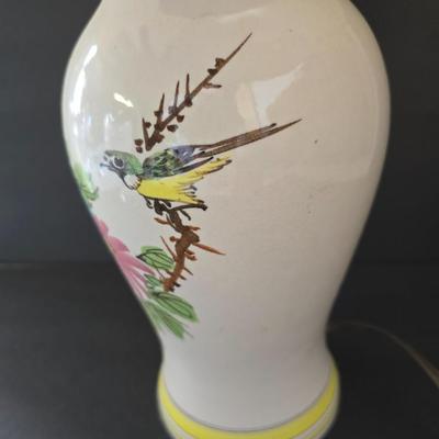 Vintage Floral Ceramic Lamp & Pressed Glass Vase – Home Decor Duo