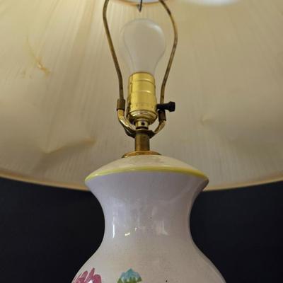 Vintage Floral Ceramic Lamp & Pressed Glass Vase – Home Decor Duo