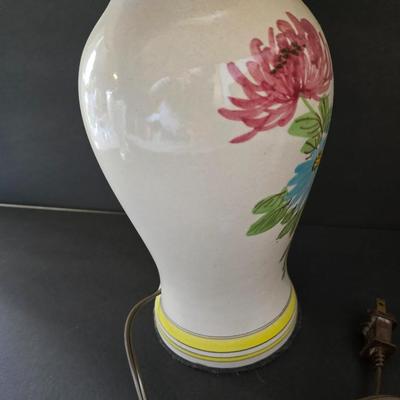 Vintage Floral Ceramic Lamp & Pressed Glass Vase – Home Decor Duo
