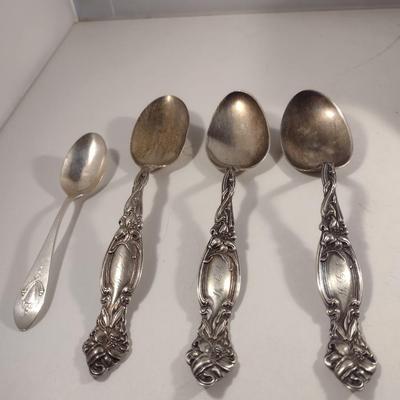 Assorted Sterling Spoons- Four Pieces- Approx Total Weight 228 Grams