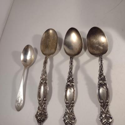 Assorted Sterling Spoons- Four Pieces- Approx Total Weight 228 Grams