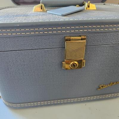 Vintage Starline Blue Luggage Set – Hard-Sided Suitcase & Train Case