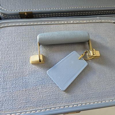 Vintage Starline Blue Luggage Set – Hard-Sided Suitcase & Train Case